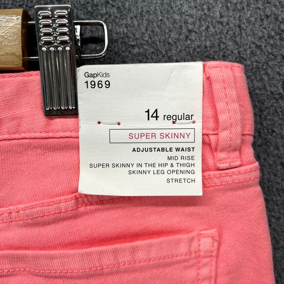 Gap Kids 1969 Jeans Girls 14 Neon Pink Super Skinny Skimmer Stretch adjustable w - Picture 16 of 16